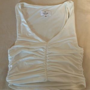 White going out crop top ruched tank top